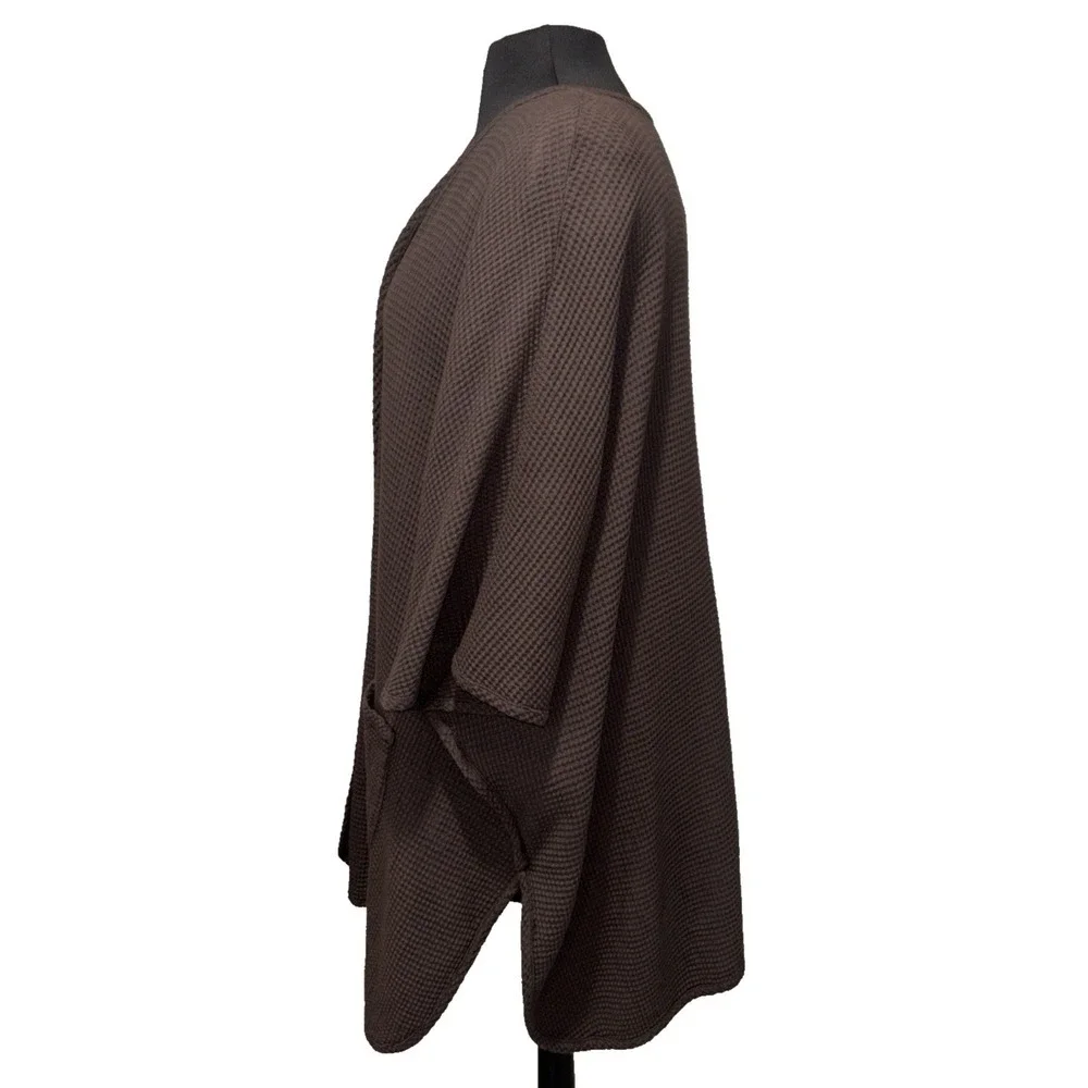 NEW Focus‎ Casual Life Open Cardigan Waffle Size Med Pockets Pre Shrunk Brown - Picture 7 of 9